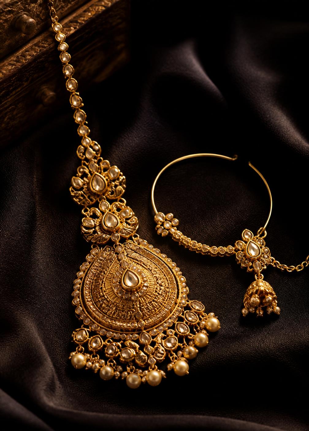 Polki Maang Tikka & Nath — Antique Gold by Era Jewels